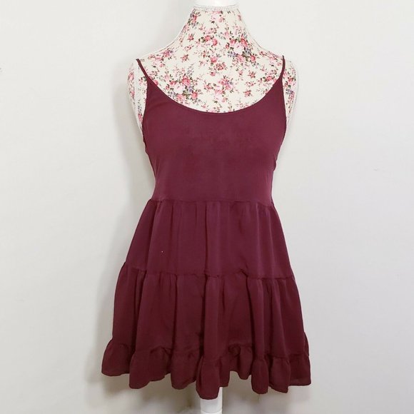Brandy Melville Other - Brandy Melvile Swimsuit Cover Up Burgundy Tiered